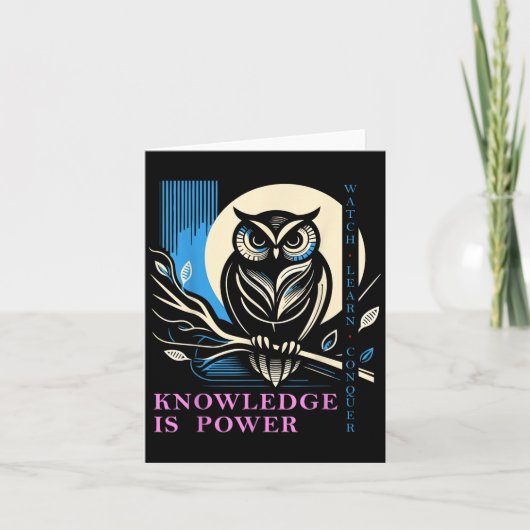 Owl - Knowledge Is Wer - Wisdom Owl Design  Karte (Vorderseite)