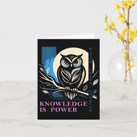 Owl - Knowledge Is Wer - Wisdom Owl Design  Karte (Gelbe Blume)