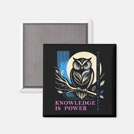 Owl - Knowledge Is Wer - Wisdom Owl Design Magnet (Vorderseite/Rückseite)