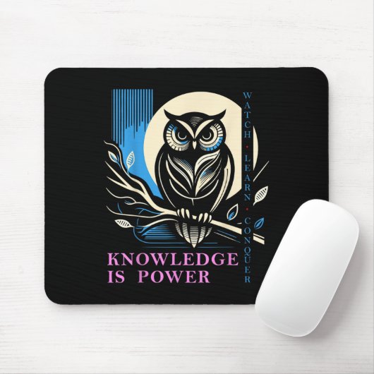 Owl - Knowledge Is Wer - Wisdom Owl Design Mousepad (Mit Mouse)