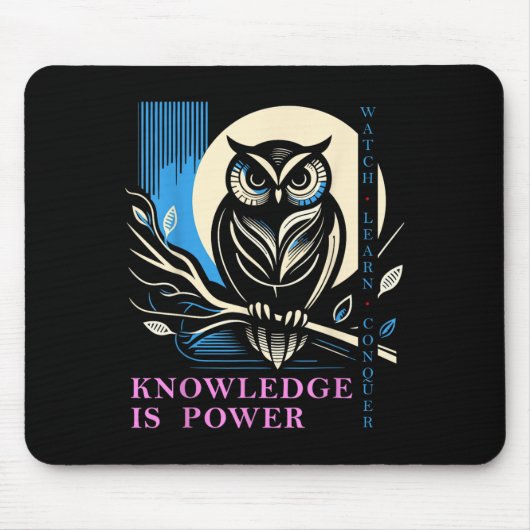 Owl - Knowledge Is Wer - Wisdom Owl Design Mousepad (Vorne)