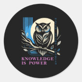 Owl - Knowledge Is Wer - Wisdom Owl Design Runder Aufkleber (Vorderseite)