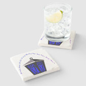 Owl Lantern Stone Coaster - Dark Blue Steinuntersetzer (Seitenansicht)