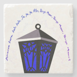 Owl Lantern Stone Coaster - Dark Blue Steinuntersetzer