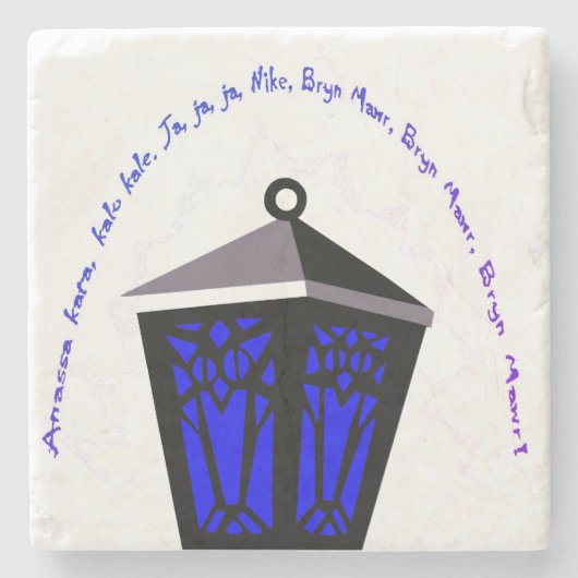 Owl Lantern Stone Coaster - Dark Blue Steinuntersetzer (Vorderseite)