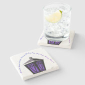 Owl Lantern Stone Coaster - Purple Steinuntersetzer (Seitenansicht)
