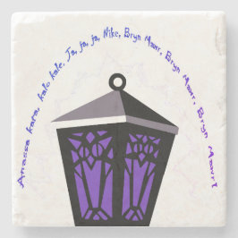 Owl Lantern Stone Coaster - Purple Steinuntersetzer