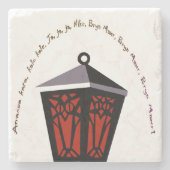 Owl Lantern Stone Coaster - Red Steinuntersetzer (Vorderseite)