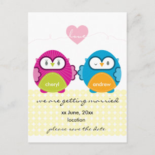 OWL LIEBE:: helles Mädchen + Junge Ankündigungspostkarte