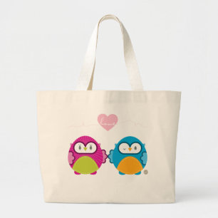 OWL LIEBE:: helles Mädchen + Junge Jumbo Stoffbeutel
