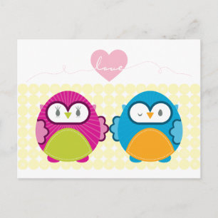 OWL LIEBE:: helles Mädchen + Junge Postkarte
