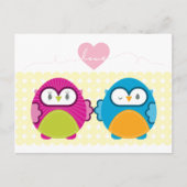 OWL LIEBE:: helles Mädchen + Junge Postkarte (Vorderseite)