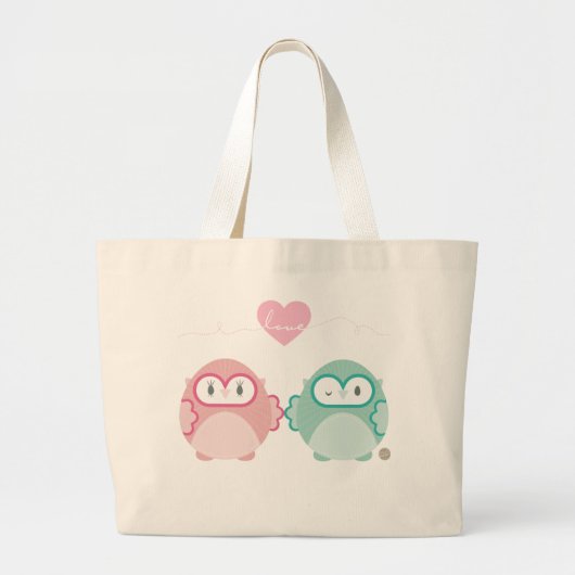 OWL LIEBE: Weichtes Mädchen + Junge Jumbo Stoffbeutel (Vorne)