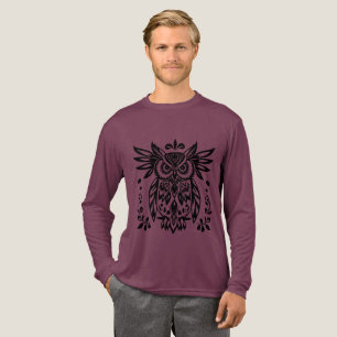 Owl Liebhaber Rustikales Wald Schwarz-weiß Bohemis Tri-Blend Shirt