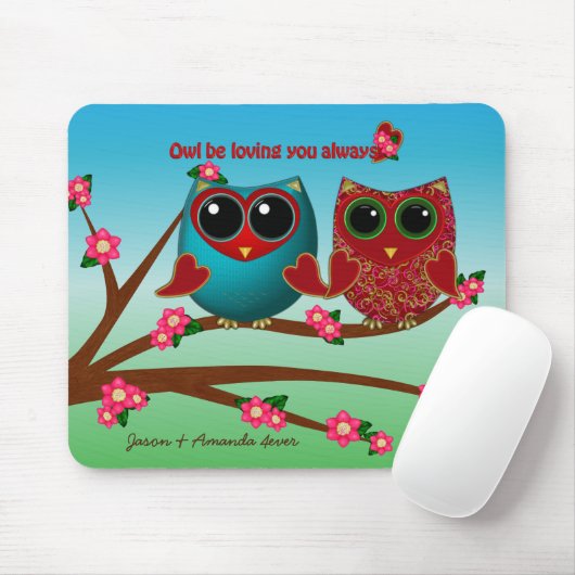 Owl liebt Ihr Computer-Mousepad Mousepad (Mit Mouse)