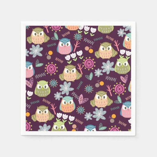 Owl Lila Napkins Serviette (Vorderseite)