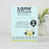 Owl Look Wer ist eine Einladung zum Geburtstag (Stehend Vorderseite)