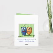 Owl Love green Note Card Karte (Rückseite)