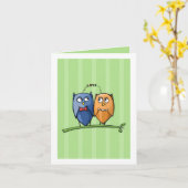 Owl Love green Note Card Karte (Gelbe Blume)