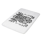 Owl Lovers Rustic Woodlands Black White Bohemian Badematte (Schrägansicht)
