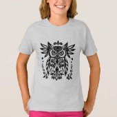 Owl Lovers Rustic Woodlands Black White Bohemian T-Shirt (Vorderseite)