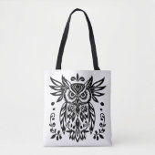 Owl Lovers Rustic Woodlands Black White Bohemian Tasche (Vorderseite)
