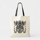 Owl Lovers Rustic Woodlands Black White Bohemian Tragetasche (Vorne)