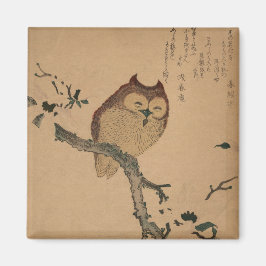 Owl & Magnolia: Japanisch Ukiyo-e Magnet