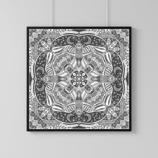 Owl Mandala Magische Natur Kunstdruckerei Poster