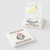 Owl Marble Stone Untersetzer Weihnachten (Seitenansicht)