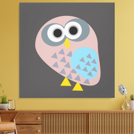 Owl mauve grau leinwanddruck (Insitu (Wohnzimmer))