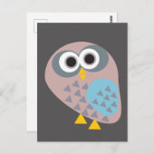 Owl mauve grau postkarte (Vorne/Hinten)