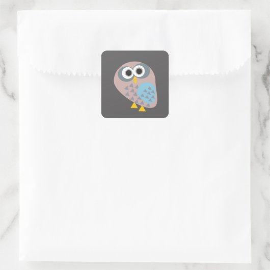 Owl mauve grau quadratischer aufkleber (Tasche)