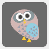 Owl mauve grau quadratischer aufkleber (Vorderseite)