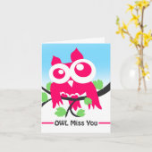 Owl Miss Du Niedlich Pink Owl Karte (Gelbe Blume)
