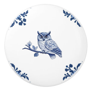 Owl mit Delft Blue und White Corner Geblüht Keramikknauf