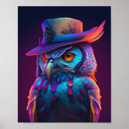 Owl mit einem Hut, spielerisches Tier Lover Poster