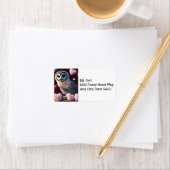 Owl mit Fuzzy Hearts Address Labels Adressaufkleber (Insitu)