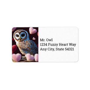Owl mit Fuzzy Hearts Address Labels Adressaufkleber