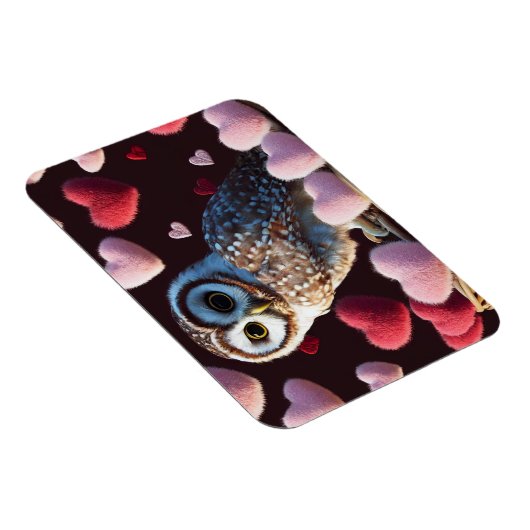 Owl mit Fuzzy Hearts Magnet (Rechte Seite)