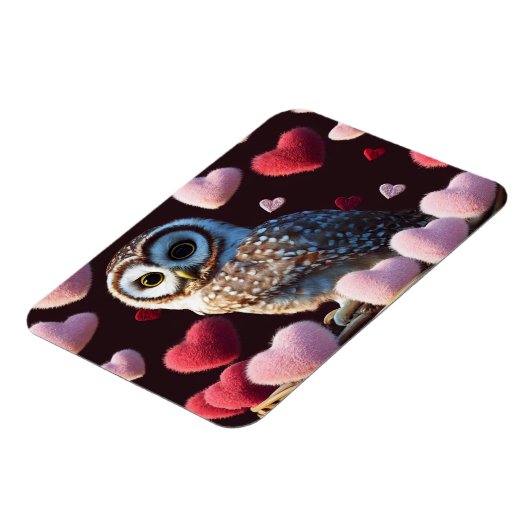 Owl mit Fuzzy Hearts Magnet (Linke Seite)