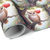 Owl mit Rotem Herzballon Geschenkpapier (Rolleneckpunkt)
