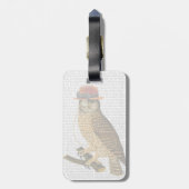 Owl mit Steampunk Style Bowler Hat Gepäckanhänger (Rückseite vertikal)