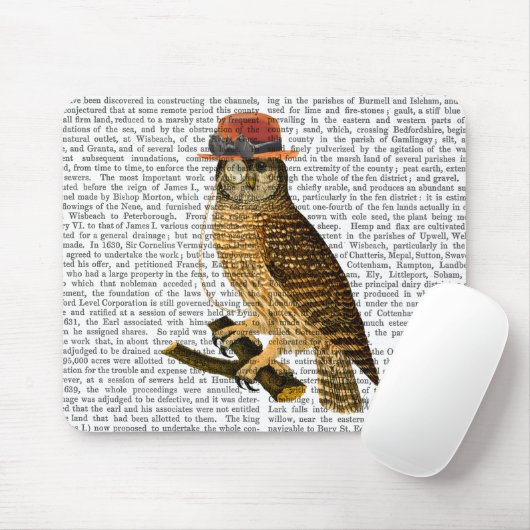 Owl mit Steampunk Style Bowler Hat Mousepad (Mit Mouse)