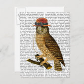 Owl mit Steampunk Style Bowler Hat Postkarte (Vorne/Hinten)