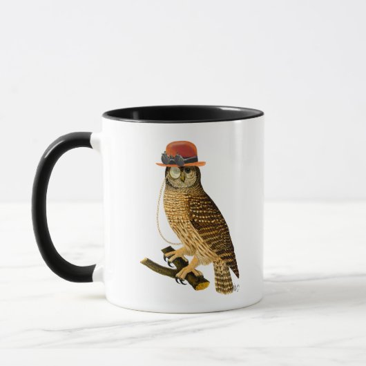 Owl mit Steampunk Style Bowler Hat Tasse (Links)