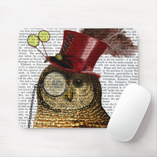 Owl mit Top Hat 3 Mousepad (Mit Mouse)