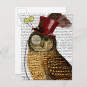 Owl mit Top Hat 3 Postkarte (Vorne/Hinten)