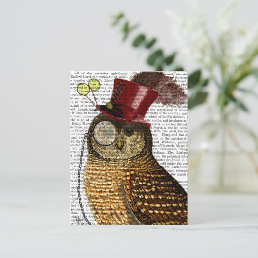 Owl mit Top Hat 3 Postkarte (Stehend Vorderseite)