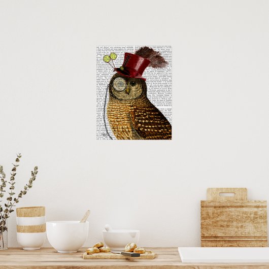 Owl mit Top-Hut Poster (Küche)